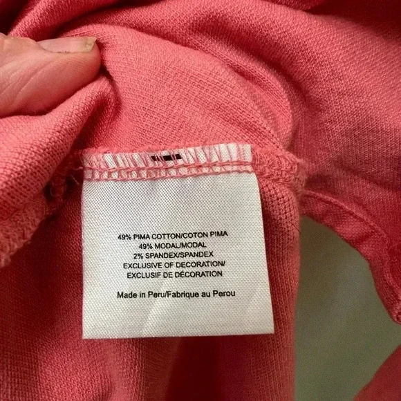 Tory Burch ruffle button long sleeve top Romilly pink coral salmon medium - Picture 9 of 13